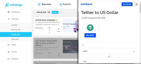 How To Get Free Tether USDT Cryptocurrency Watching Article Ads At Coinpayu And Instant Withdraw