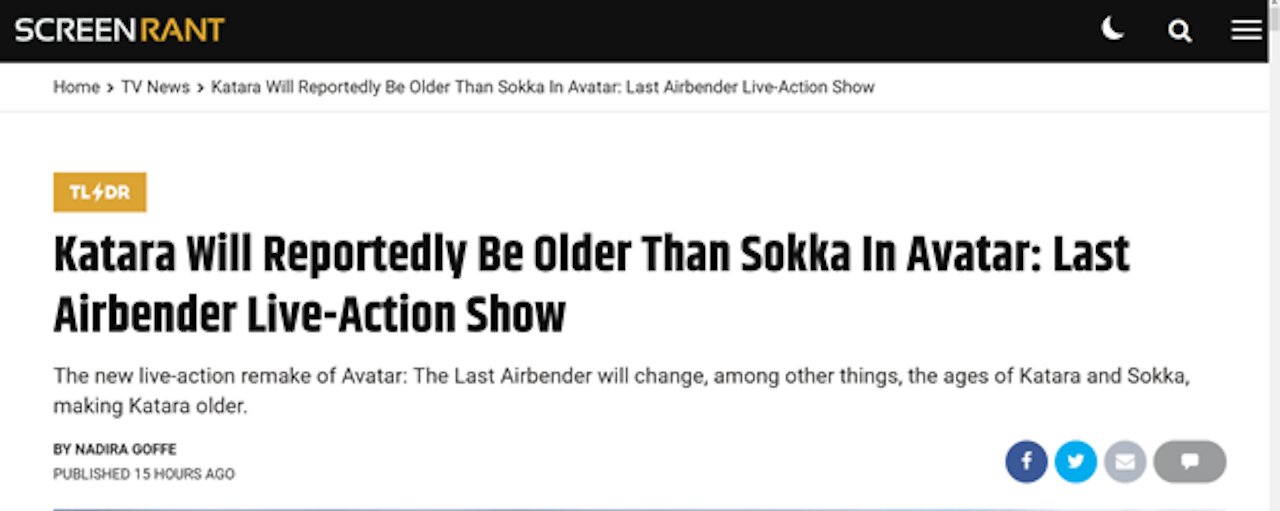 Katara is a big sister now (Avatar The Last Airbender Live Action film)