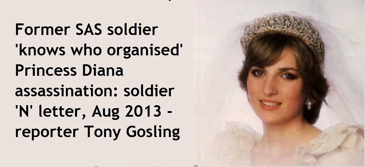 Former SAS soldier 'knows who organised' Princess Diana assassination: soldier 'N' letter, Aug 2013