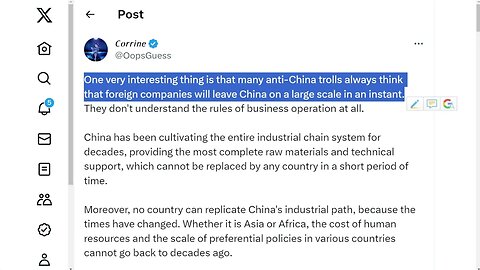 將生產從中國轉移並不能取代中國的製造領先地位