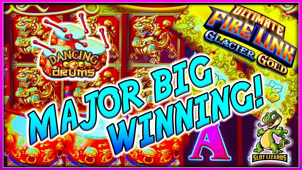 MAJOR BIG WIN FUN! Dancing Drums VS Ultimate Fire Link Glacier Gold Slots LIVESTREAM HIGHLIGHT