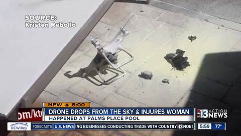 Drone falls from the sky at hotel pool, injures woman