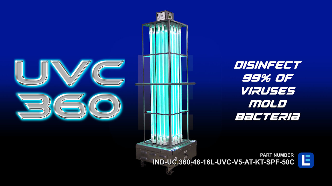 UVC Light Sanitation Cart - Kills 99% of Viruses 12,800 sq. ft. Area Shatterproof Bulbs