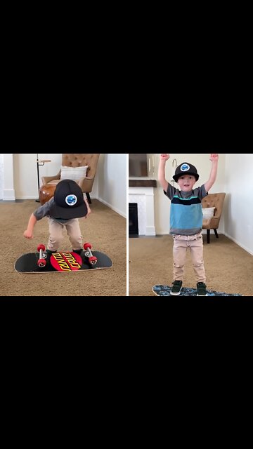 Little Boy Shows Off Awesome Skateboard Trick