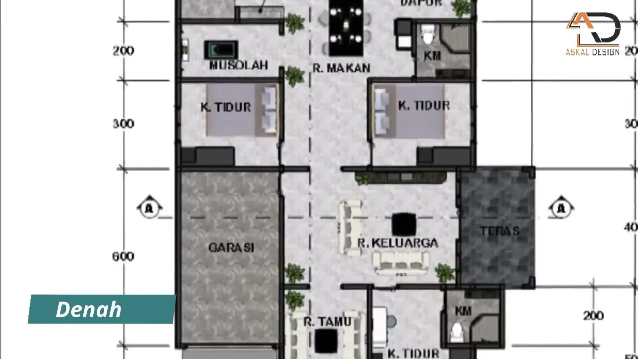 Desain Rumah 10x16m ada Musolah dan Garasi | Owner: Ibu Mirah Sari - Sampit Kalimantan Tengah