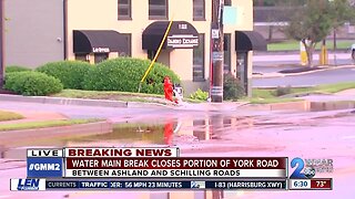 York Road water main break damages cause portion of the road to close