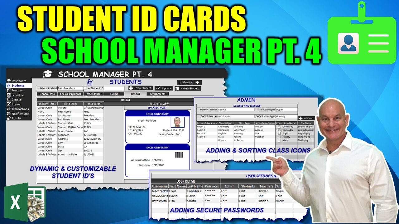 Learn How To Create & Print Student ID Cards In Excel And Protect Passwords [School Manager Pt. 4]