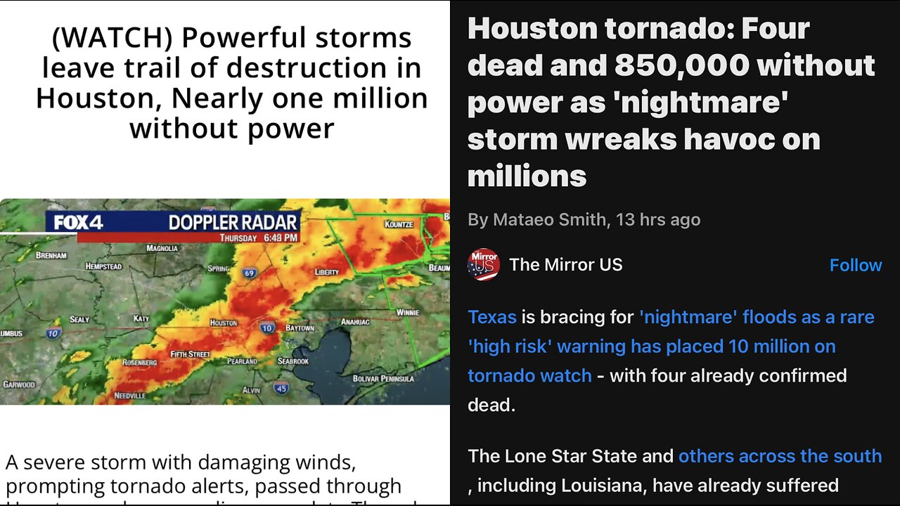 Houston Tornado 🌪️: 4 Dead & 850,000 without power