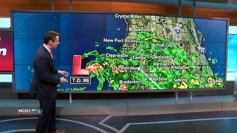 Low pressure west of Tampa has become Tropical Depression Six