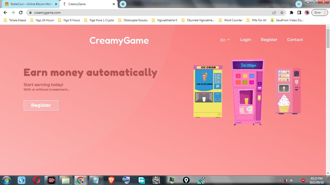 CreamyGame Virtual Ice Cream Machines Producing Coins Exchangeable For Real Money