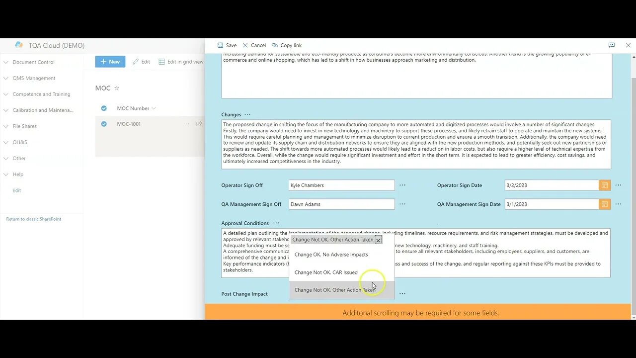 Seamless Change Management: TQA Cloud's Integrated Form and PDF Alert Functionality