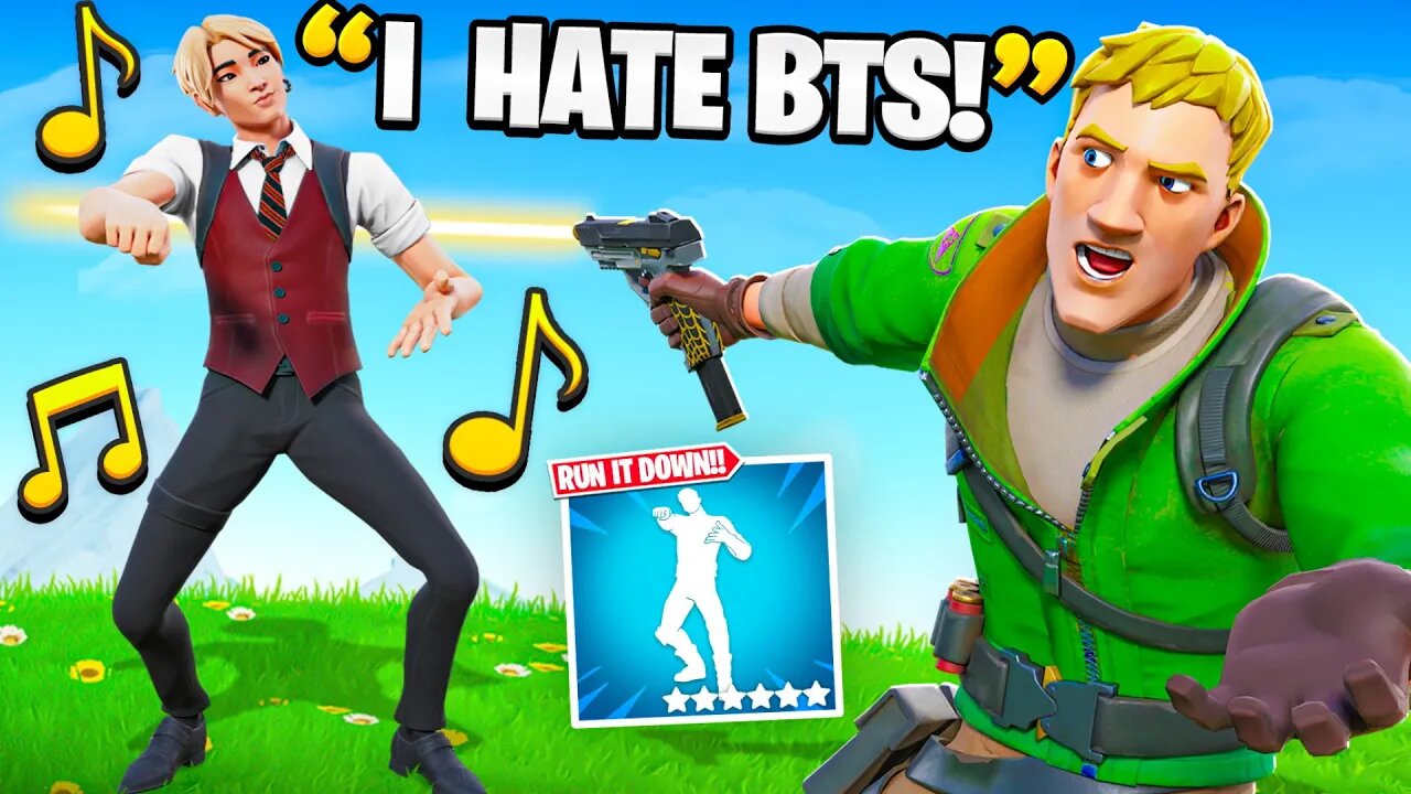 I Trolled Him With BTS “Run It Down” Emote.. (Fortnite)