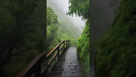 雨声音乐冥想之路：乡村山间雨林下的冥想奇迹，助眠入梦，忘却失眠痛苦，体验深度宁静与愉悦#BGM#shorts #shortvideo #rainsounds #sleepmusic #sleep