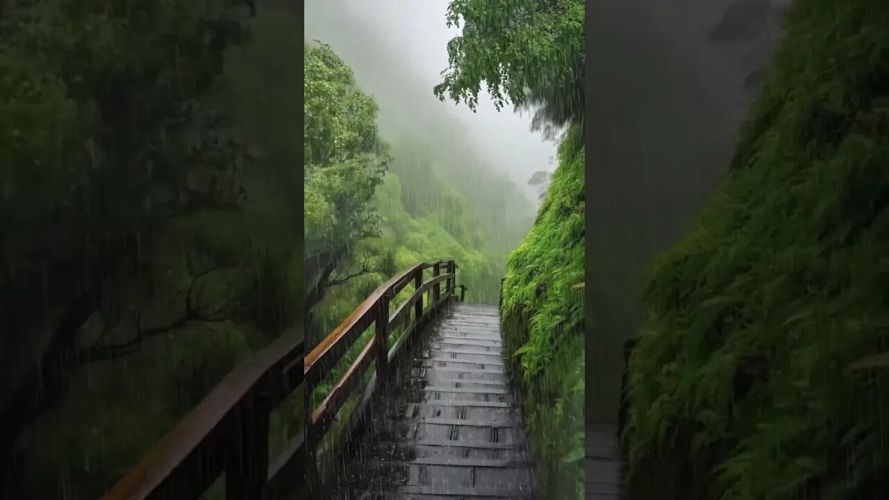 雨声音乐冥想之路：乡村山间雨林下的冥想奇迹，助眠入梦，忘却失眠痛苦，体验深度宁静与愉悦#BGM#shorts #shortvideo #rainsounds #sleepmusic #sleep