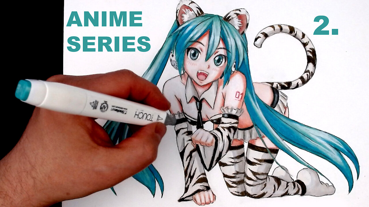 Hatsune Miku cat figure speed drawing