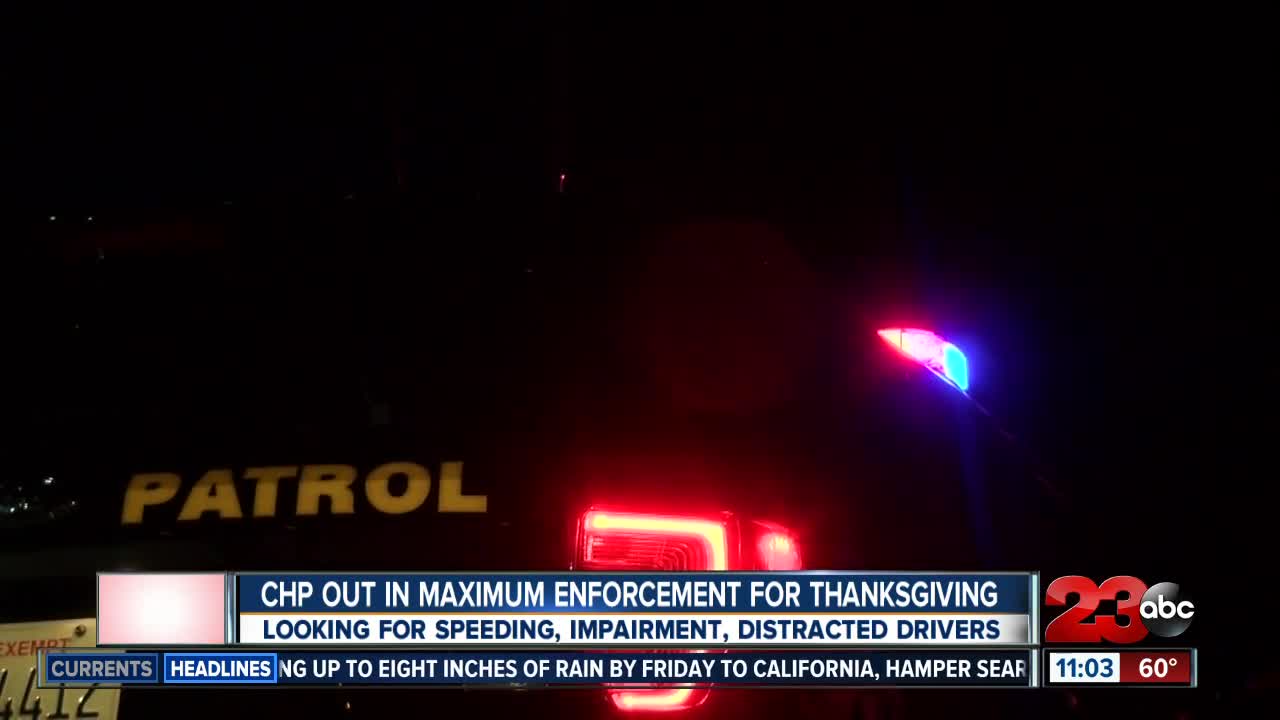 CHP out in maximum enforcement for Thanksgiving weekend