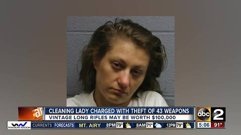 Cleaning lady charged with steal 43 guns