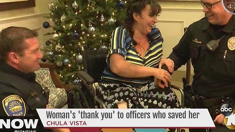 Woman thanks Chula Vista police officers who saved her