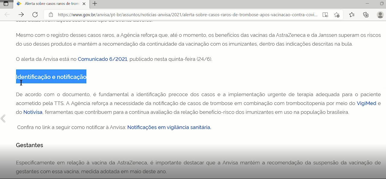 Anvisa: Links para registro de casos não funciona