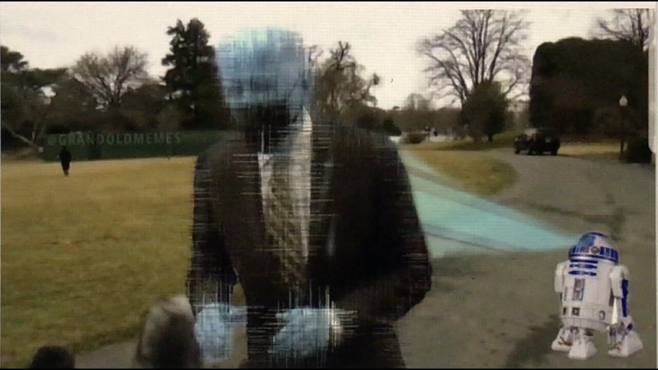 CGI Joe Biden Hologram projected talking to press and walking to Marine One 🎥🍿😂