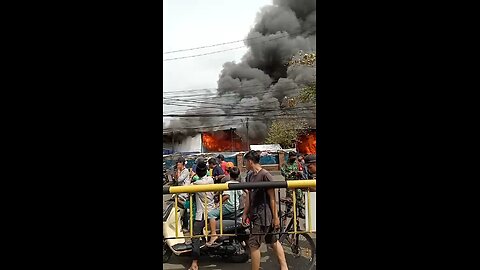 fire in a warehouse around a residential area