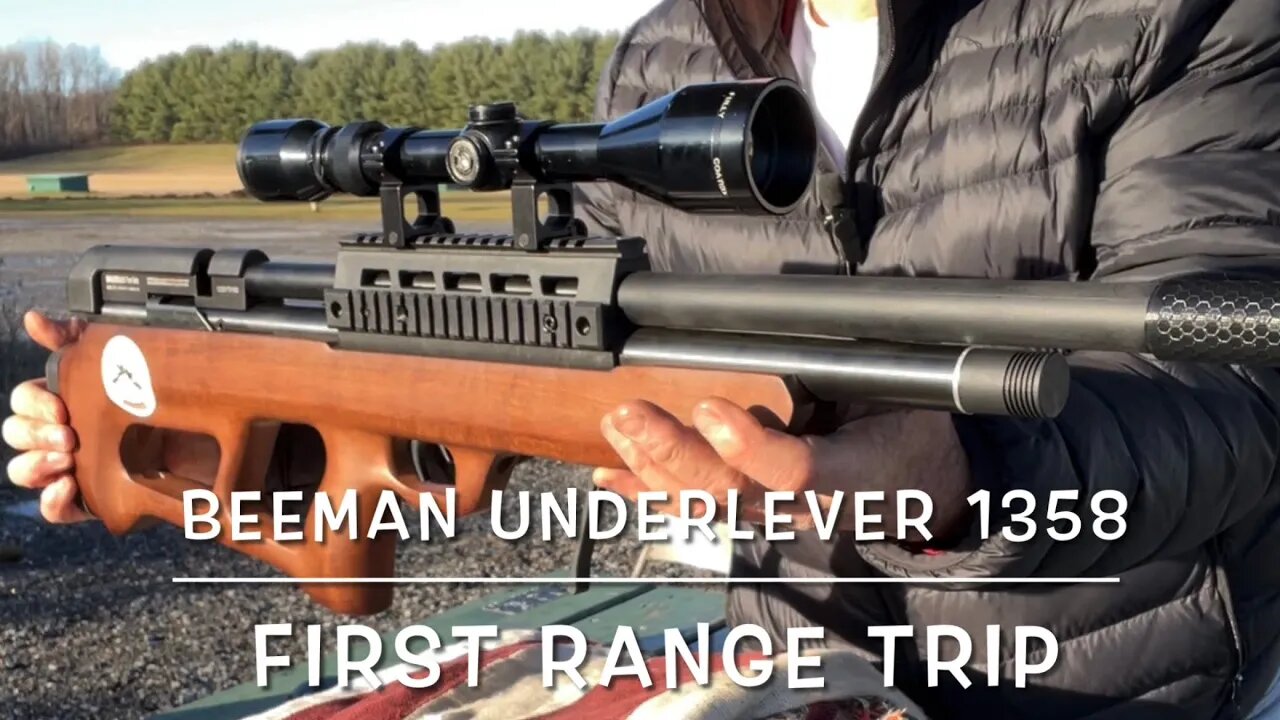 Beeman underlever 1358 22 caliber PCP bullpup rifle, first range trip 25 yd groups suppressed