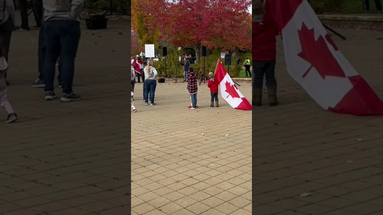 Nanaimo Mafeo Sutton Park March for children with protestors 2 - passionate - vocal lady