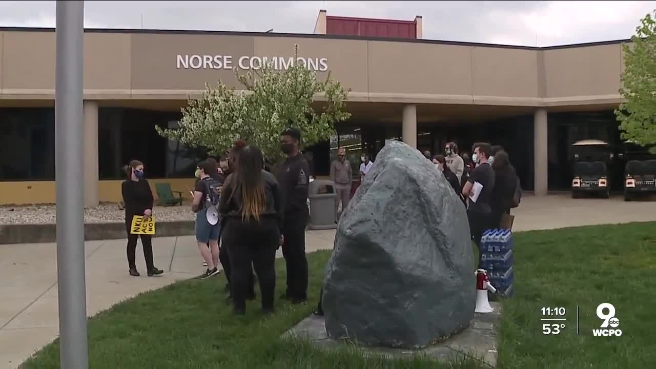 NKU students march to protest repeated racist vandalism