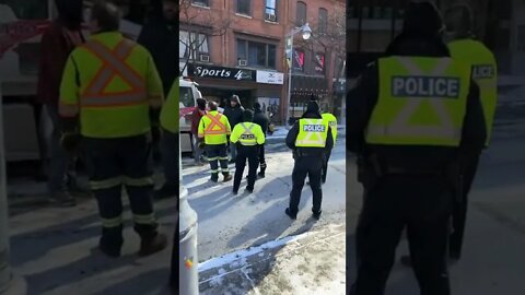 Police at truckers protest try to steal a vehicle