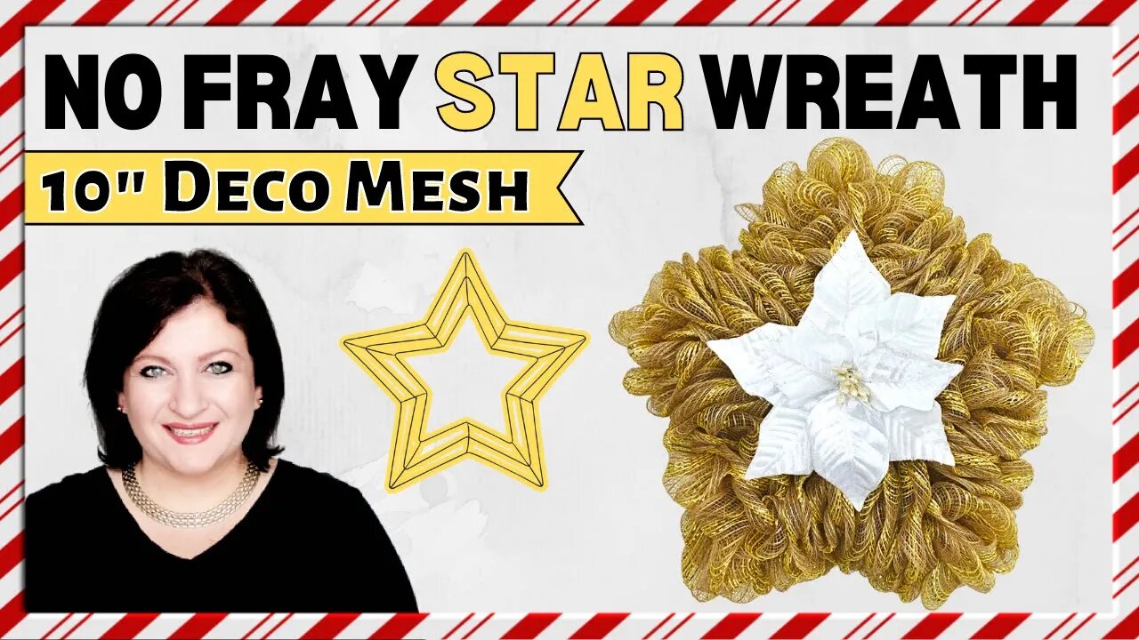 NO FRAY DECO MESH STAR CHRISTMAS WREATH DIY Tutorial | Dollar Tree Form 10 inch The Nadia Method