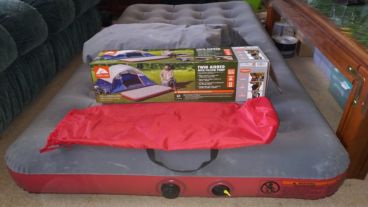 Pillow Pump Sack Demonstration Ozark Trails Air Bed Unboxing & Review