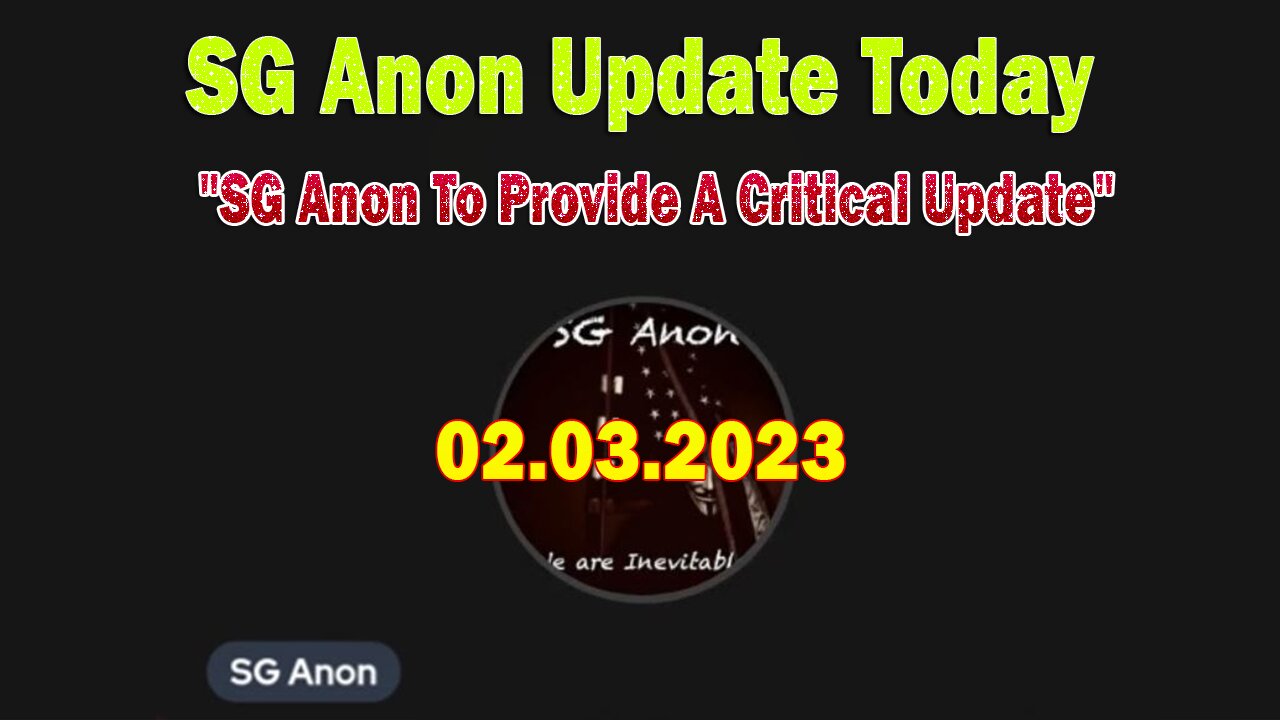 SG Anon Update Today: "SG Anon To Provide A Critical Update, February 3, 2024"