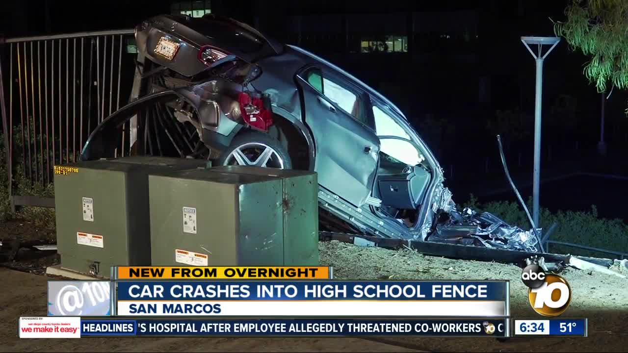 Car crashes into fence at San Marcos High School after chase