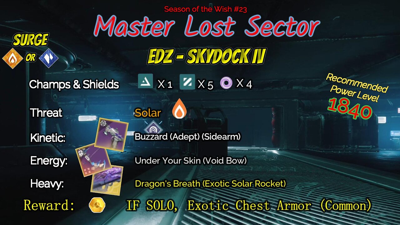 Destiny 2 Master Lost Sector: EDZ - Skydock IV on my Solar Titan 12-29-23