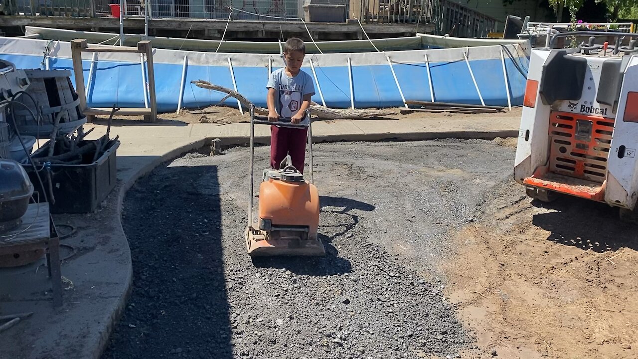 Patio preparation child on viberplate