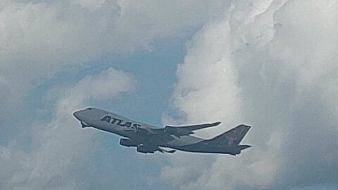 Boeing 747-400ERF N408MC pushback,taxi and takeoff from Manaus to Guayaguil