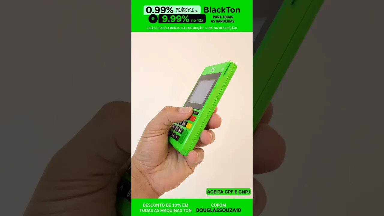 BlackTon! Somente 0,99% no débito e crédito à vista e 9,99% no crédito parcelado em 12 vezes! Ton T2