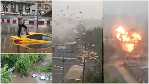 Severe Storm Moscow Russia | Thunderstorm, downpour, flood in Moscow 06/28/2021
