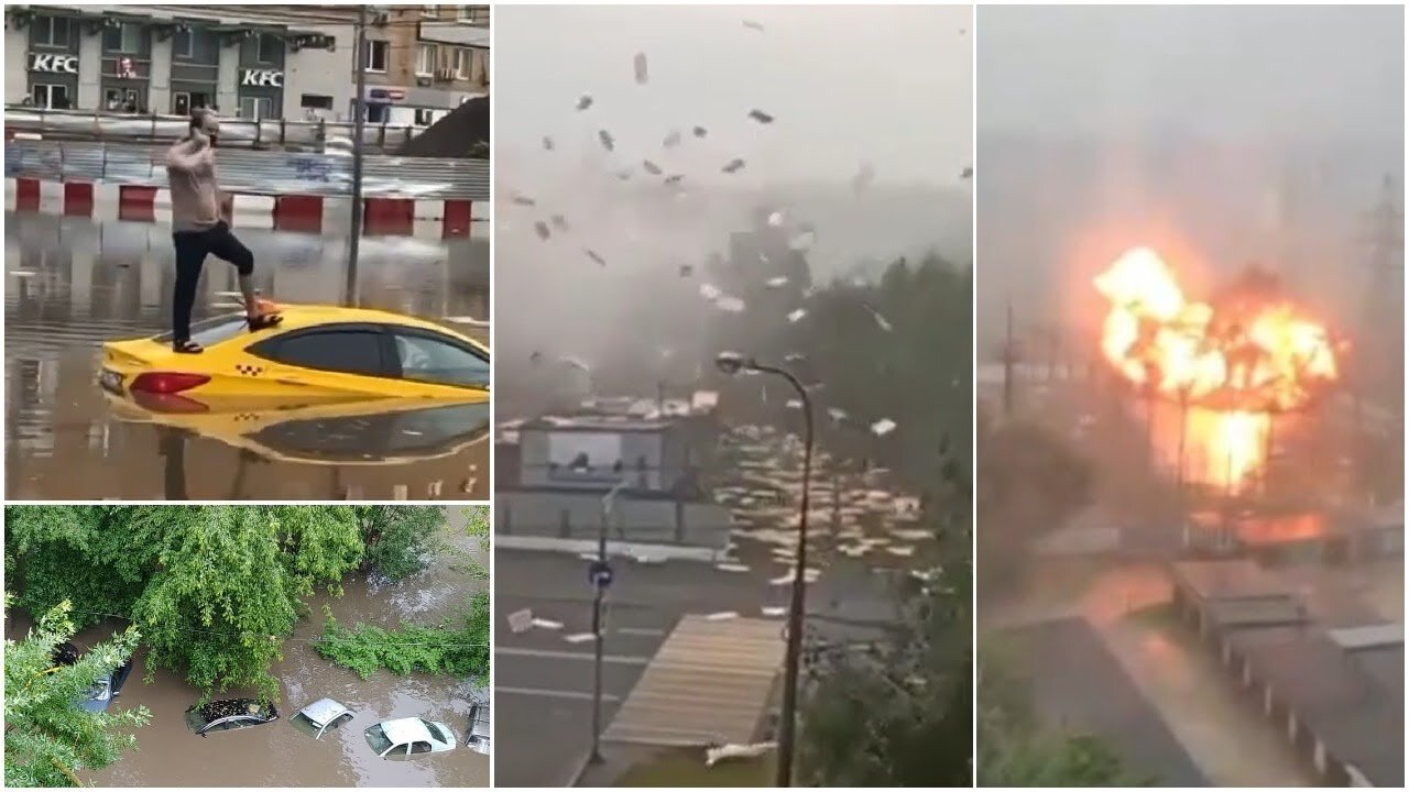 Severe Storm Moscow Russia | Thunderstorm, downpour, flood in Moscow 06/28/2021