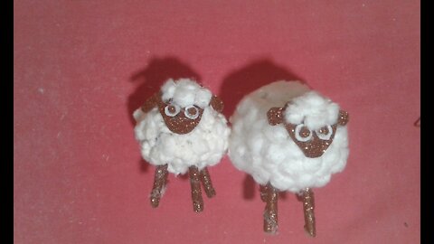 Making a sheep with cotton