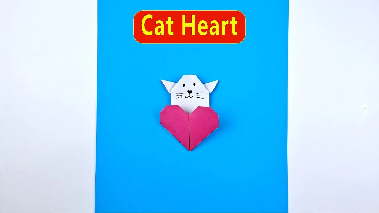 How to Make a Cat Heart Origami - Easy Paper Crafts