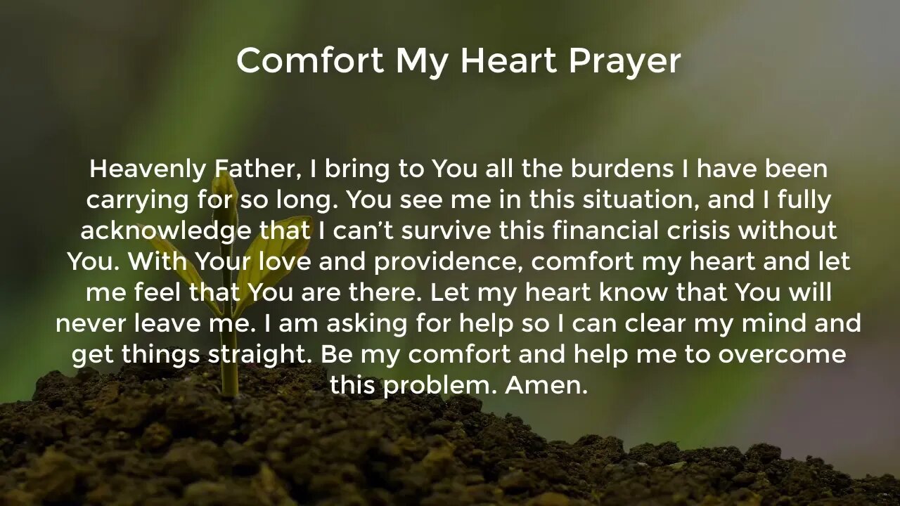 Comfort My Heart Prayer (Prayer for Financial Stability)