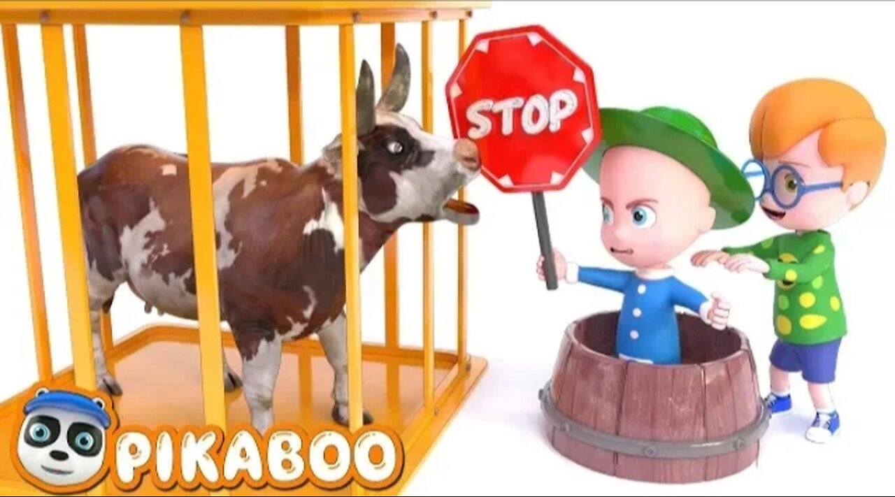 baby catching wild cow | animals cartoon for kids