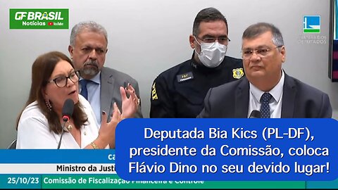 Deputada Bia Kics (PL-DF), presidente da Comissão, coloca Flávio Dino no seu devido lugar!