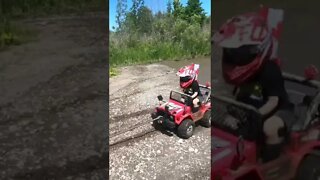 Pulling a power wheel through the deep mud