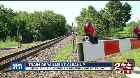 Crews cleaning up after yesterday's train derailment