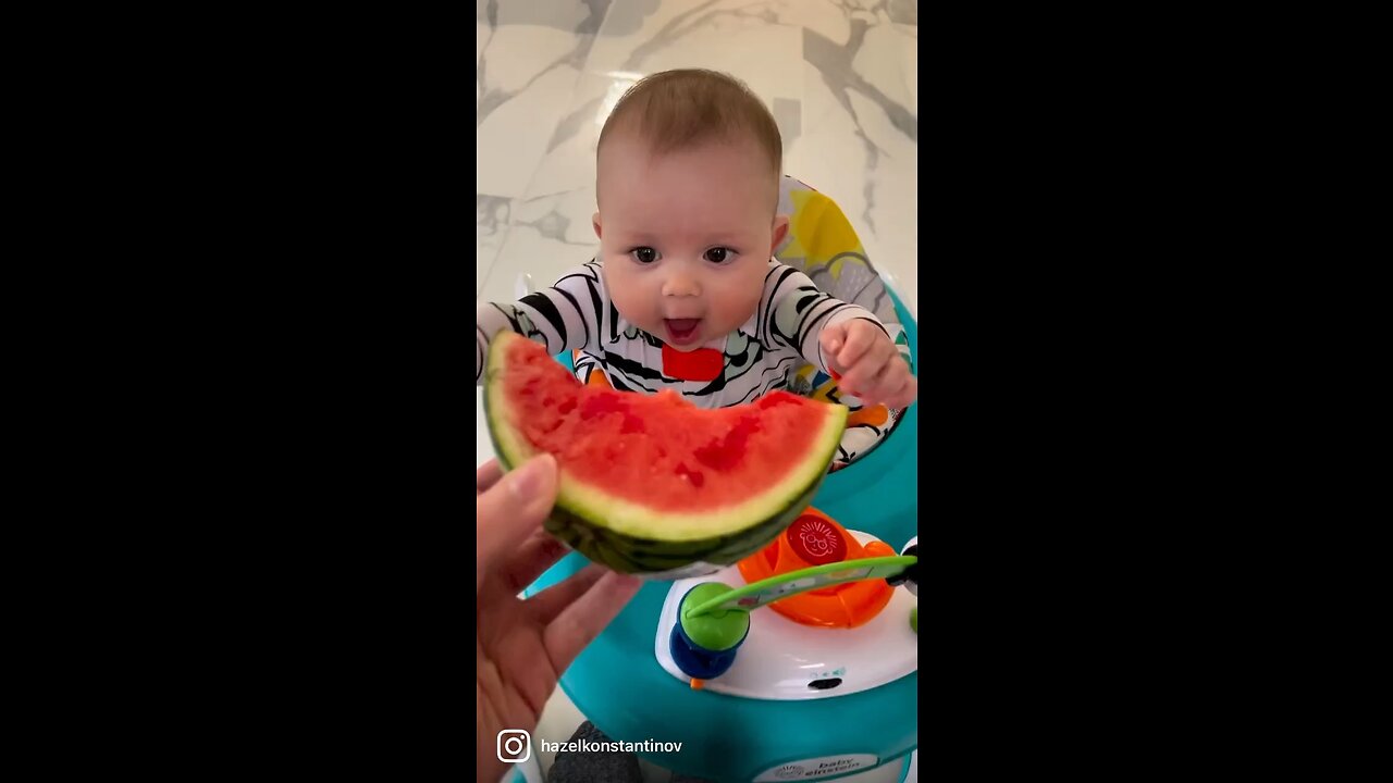 First time eating watermelon🍉
