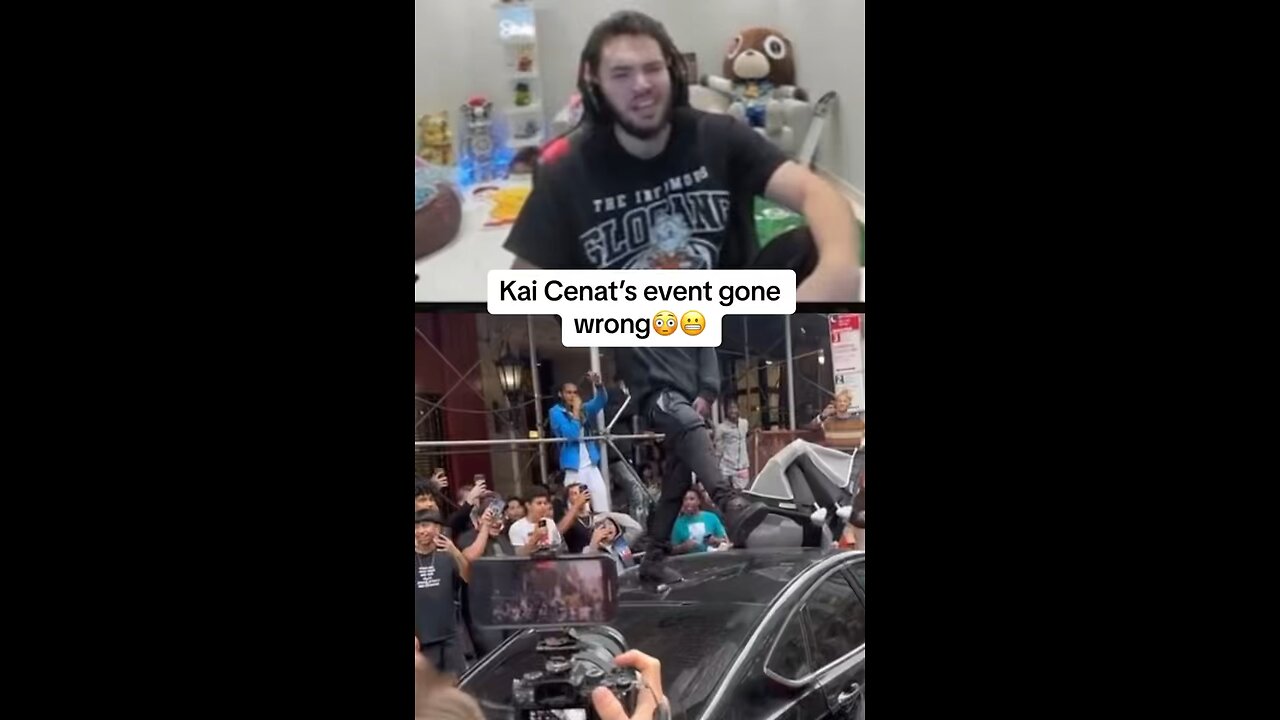 Adin Ross reaction to KaiCenat fans Getting sturdy on a car is crazy😭