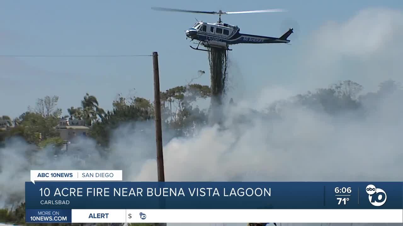 10 acre fire burns near Buena Vista Lagoon