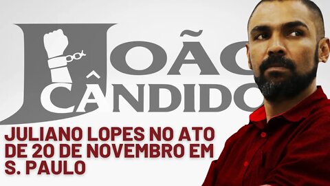 Juliano Lopes, do PCO e do coletivo João Cândido, fala no ato de dia 20 de novembro em S. Paulo